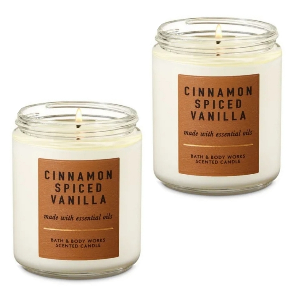 2 CINNAMON SPICED VANILLA SINGLE WICK CANDLES by Bath and Body Works